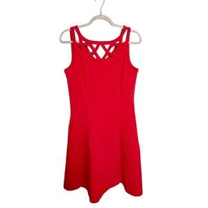 White House Black Market Cut Out Fit & Flare Dress Red Size 8 NEW